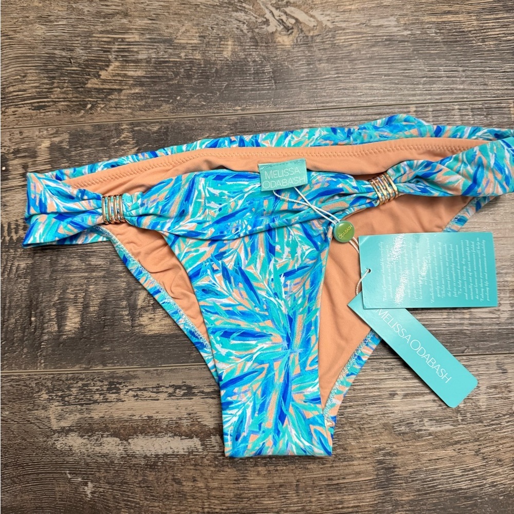NWT Melissa Odabash Blue Tropical Print Bikini Bottom